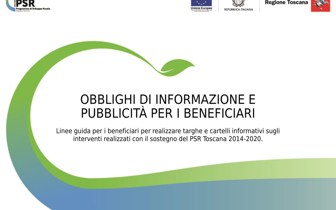 Linee guida per i beneficiari del PSR Toscana 2014-2020 